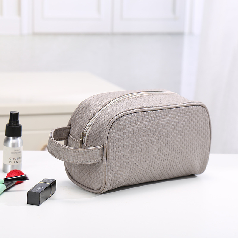 A New simple pure color men 's leather storage bag multifunctional travel waterproof wash bag dust - proof makeup bag for women A New simple pure color men 's leather storage bag multifunctional travel waterproof wash bag dust - proof makeup bag for women