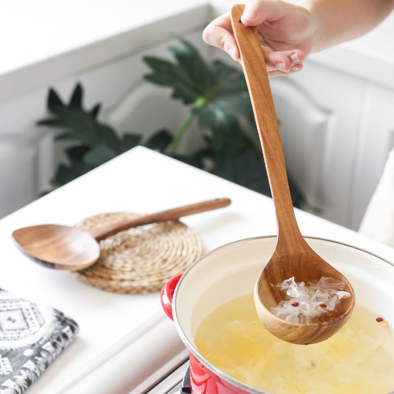 Mangium Spatula Japanese Style NonStick Pan Wooden Turner Korean Style Long Handle Wooden Spoon Wooden Small Rice Spoon