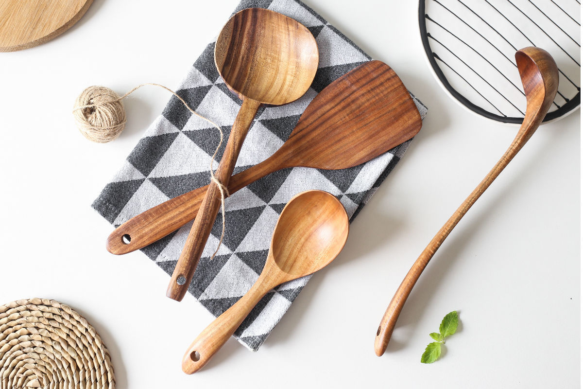 Mangium Spatula Japanese Style NonStick Pan Wooden Turner Korean Style Long Handle Wooden Spoon Wooden Small Rice Spoon