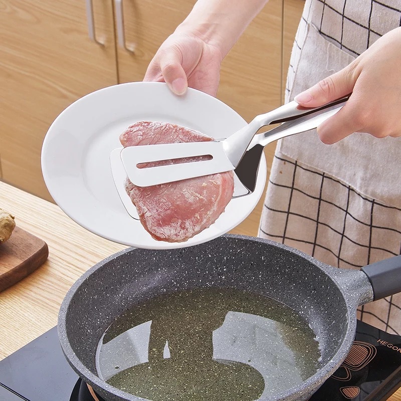 Stainless Steel Spatula Clip Pancake Fried Fish Spatula Pizza Steak Spatula Household Kitchenware Grilled Fillet Steak Spatula Steak Tong