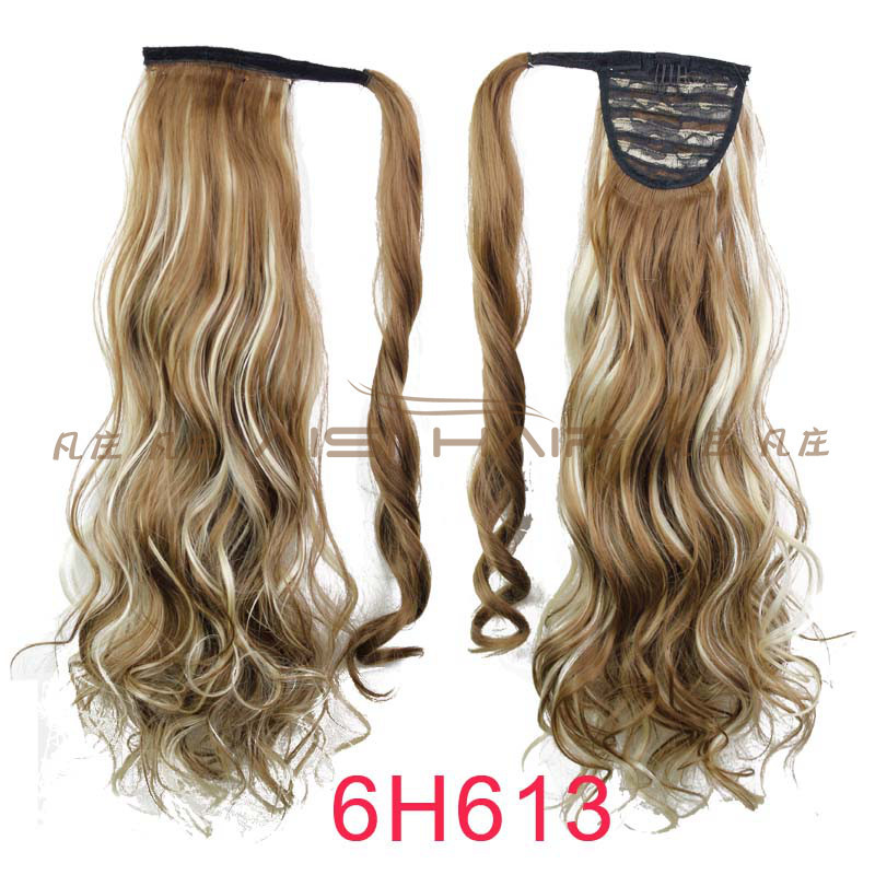 European and American Wig Women&#039;s Seamless Invisible Velcro Ponytail Wig Hot around Hair Extension 