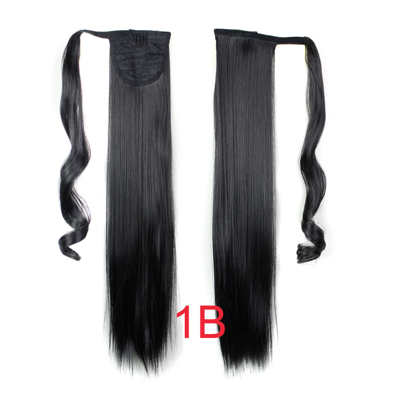 Velcro Straight Ponytail Wig Chemical Fiber Long Straight Hair Hair Extension around Straight Ponytail  Origin Supply