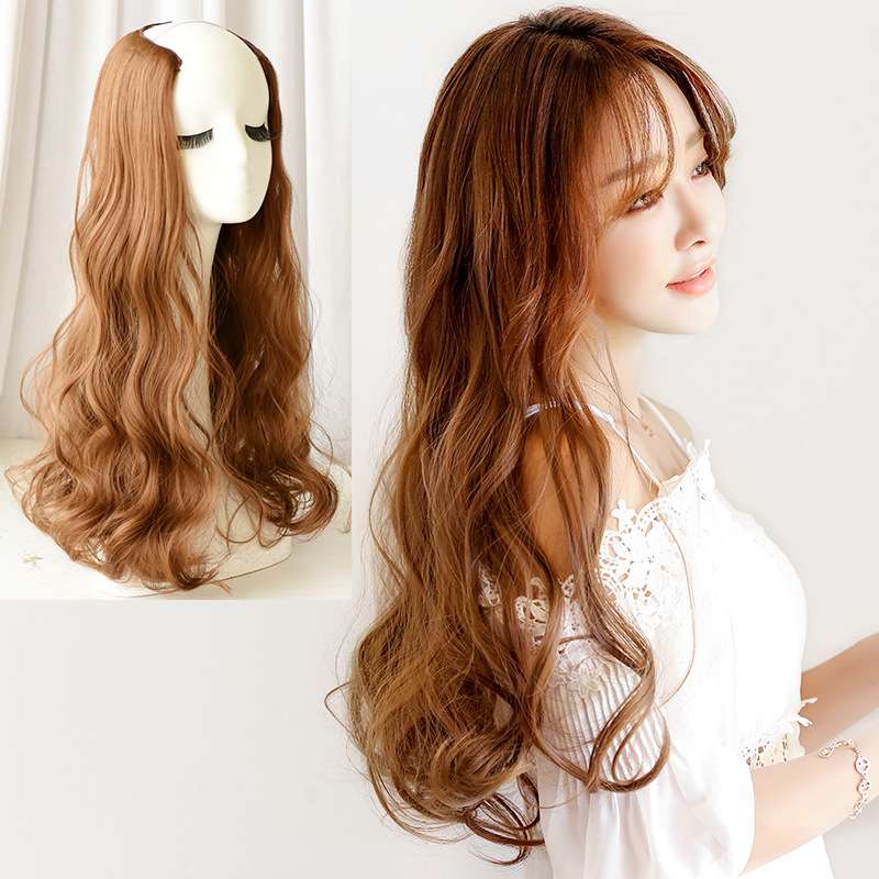 Curly Hair Big Wave OnePiece Long Hair Fluffy Natural Long Hair UShaped Wig Hair Extension Piece Currently Available