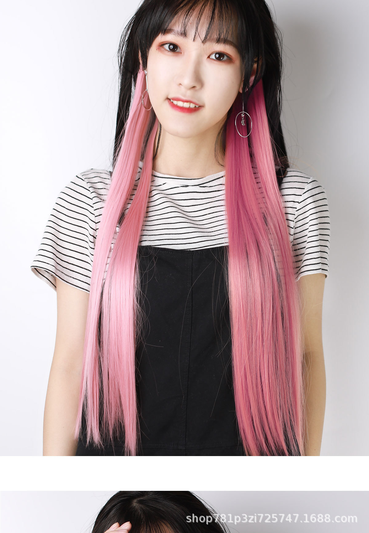 Color Ear Dye Wig Set Matte High-Temperature Fiber Seamless One Piece Hair Extension Wig Set Female Long Hair Short Hair Pieces Color Ear Dye Wig Set Matte High-Temperature Fiber Seamless One Piece Hair Extension Wig Set Female Long Hair Short Hair Pieces