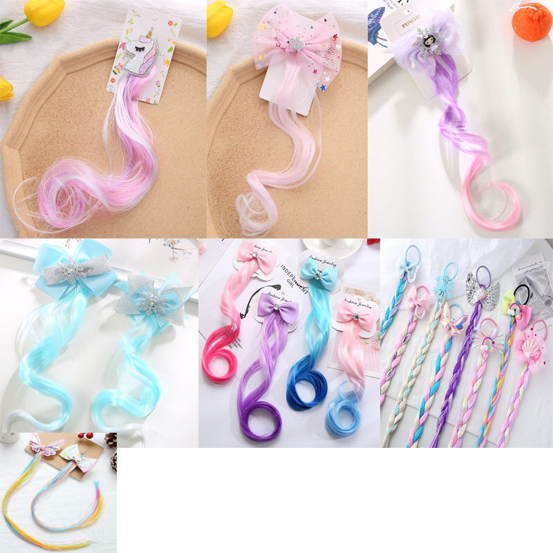 Children's Color Wig Curly Hair Girl Braid Hair Extension Colored Roll Song Horse Tail Hair Bow Headdress Suitable for Girls Children's Color Wig Curly Hair Girl Braid Hair Extension Colored Roll Song Horse Tail Hair Bow Headdress Suitable for Girls