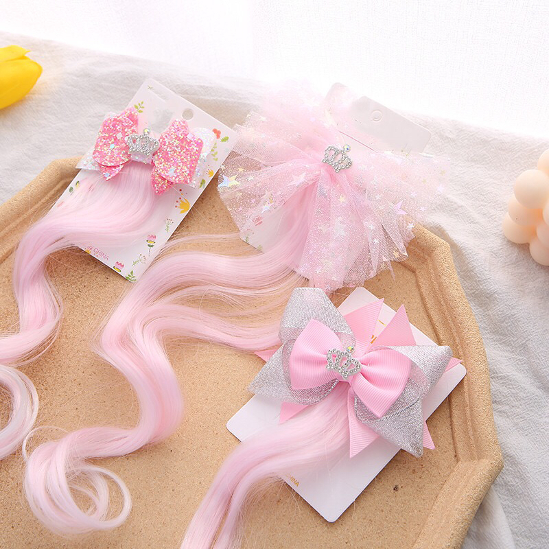 Children's Color Wig Curly Hair Girl Braid Hair Extension Colored Roll Song Horse Tail Hair Bow Headdress Suitable for Girls Children's Color Wig Curly Hair Girl Braid Hair Extension Colored Roll Song Horse Tail Hair Bow Headdress Suitable for Girls