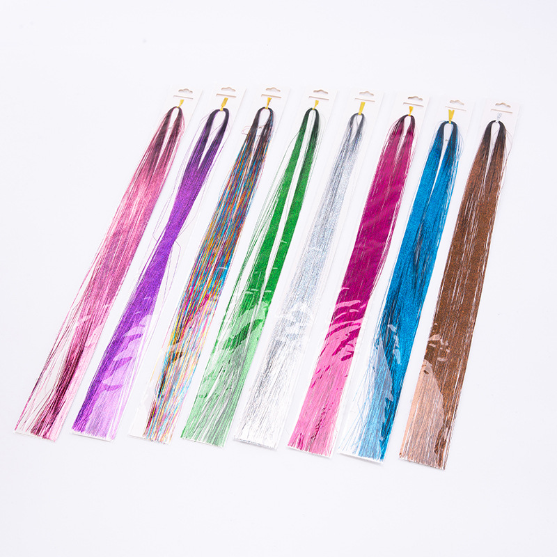 New Seamless Gold Silk Hair Extension Strip Korean Fashion Colorful Wig Colorful Gold Strip Shiny Colorful Wholesale