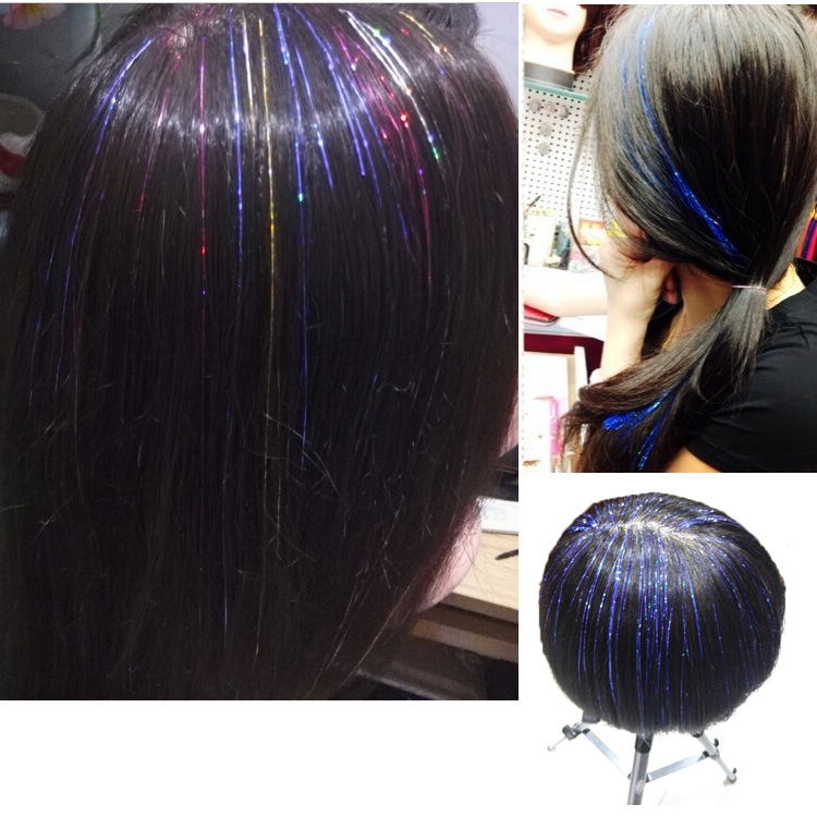 Colorful Laser Onion Wig Hair Tinsel Bright Silk Hair Extension Gold and Silver Silk Wig Extension Silk Colorful Laser Onion Wig Hair Tinsel Bright Silk Hair Extension Gold and Silver Silk Wig Extension Silk