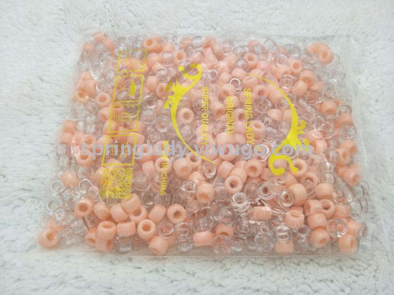 Colored round Straight Hole Plastic Beads DIY Handmade Jewelry Accessories Loose Beads Hair Extension Beads Wig Part SPRING LADY
