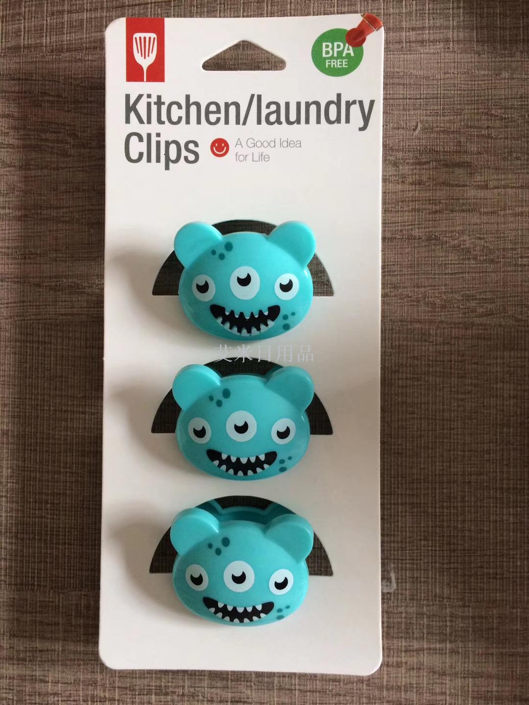 BYT-3 small three-eyed monster food seal clip environmentally friendly plastic clip cartoon clip BYT-3 small three-eyed monster food seal clip environmentally friendly plastic clip cartoon clip