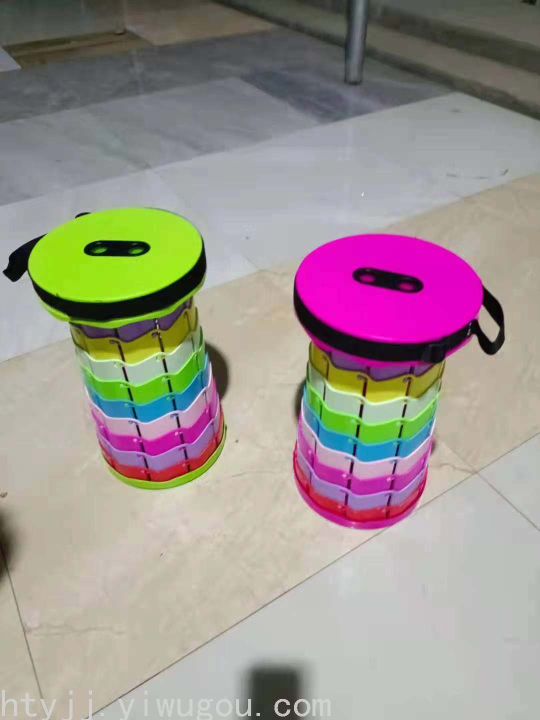 Rainbow Thickened Folding Stool Adjustable Retractable Portable Outdoor Travel Camping Spring Outing Household Plastic 