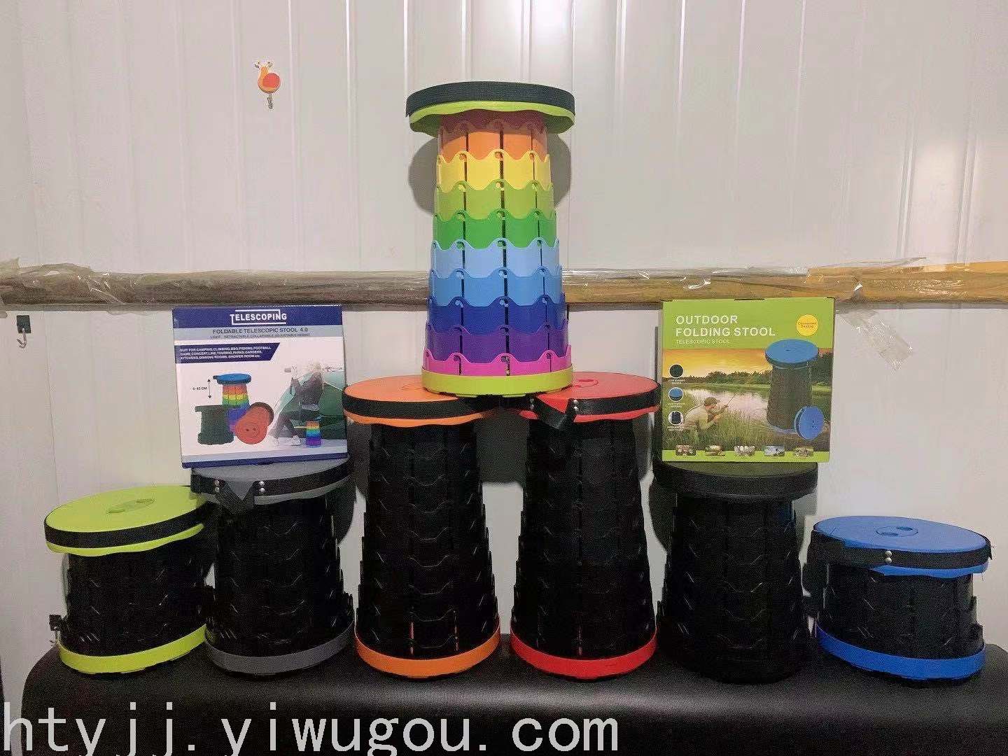 Rainbow Thickened Folding Stool Adjustable Retractable Portable Outdoor Travel Camping Spring Outing Household Plastic Rainbow Thickened Folding Stool Adjustable Retractable Portable Outdoor Travel Camping Spring Outing Household Plastic
