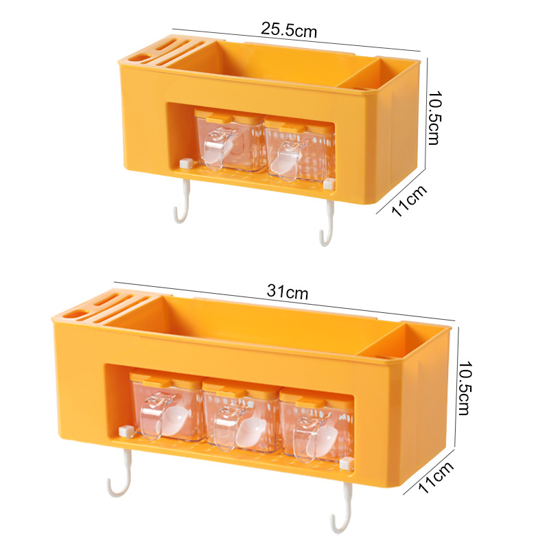 Kitchen Seasoning Storage Box Wall-Mounted Chopsticks Knife Holder Combination Storage Rack Oil Salt Sauce Vinegar Condiment Dispenser