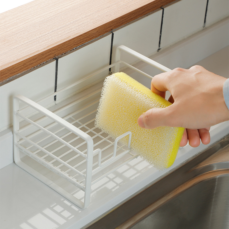 Factory Direct Sales Kitchen Bathroom Supplies Draining Basket Sponge Draining Rack Storage Sink Table Surface Storage Rack with Tray
