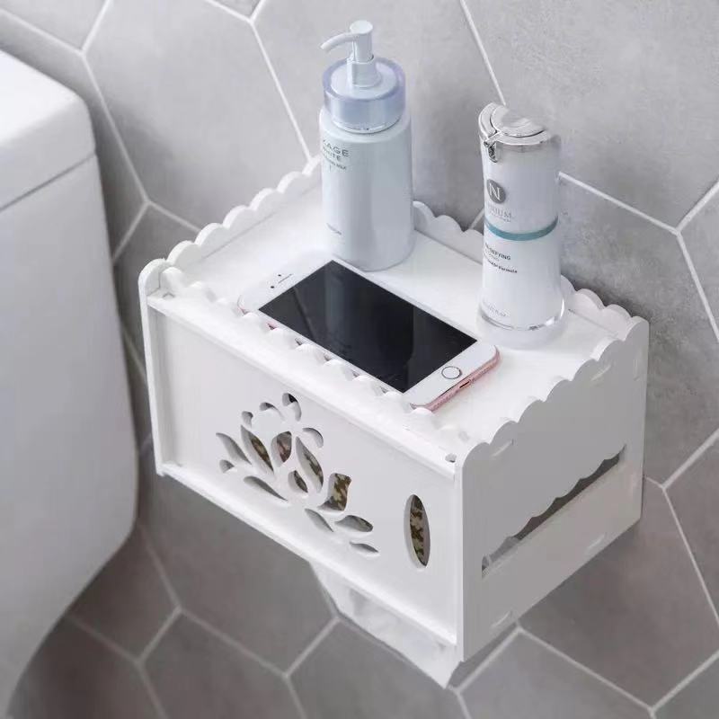 Home Wood-Plastic Plate Toilet Paper Box Toilet Punch-Free Tissue Holder Storage Rack Lotus Tissue Box Zw2712 Home Wood-Plastic Plate Toilet Paper Box Toilet Punch-Free Tissue Holder Storage Rack Lotus Tissue Box Zw2712