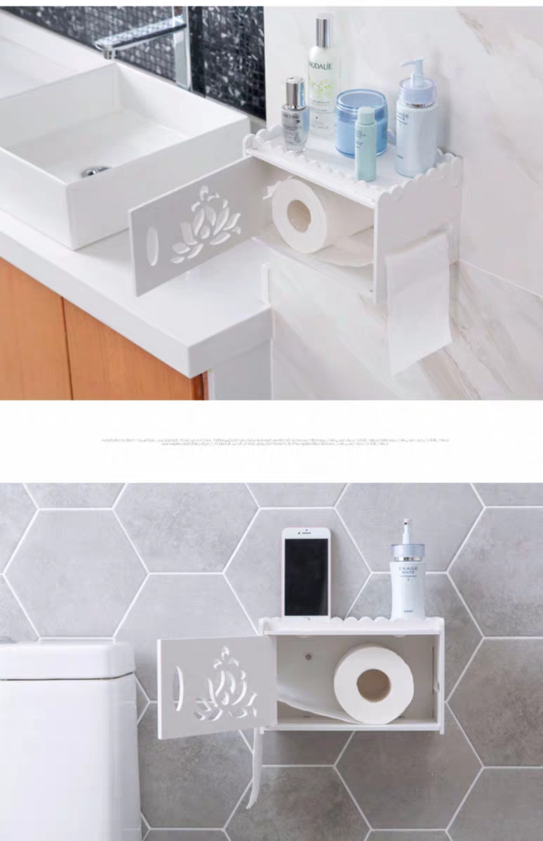 Home Wood-Plastic Plate Toilet Paper Box Toilet Punch-Free Tissue Holder Storage Rack Lotus Tissue Box Zw2712 Home Wood-Plastic Plate Toilet Paper Box Toilet Punch-Free Tissue Holder Storage Rack Lotus Tissue Box Zw2712