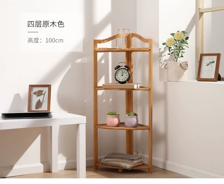 Bamboo Tripod Pastoral Storage Triangle Cabinet Storage Rack Furniture Multi-Purpose Tripod Zjj34b