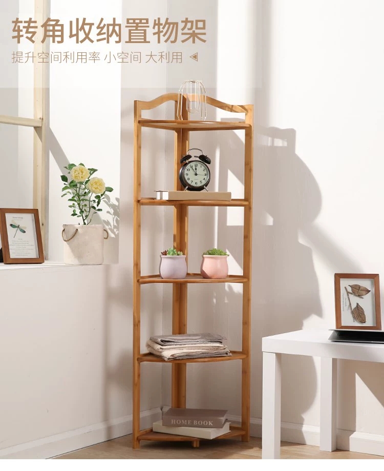 Bamboo Tripod Pastoral Storage Triangle Cabinet Storage Rack Furniture Multi-Purpose Tripod Zjj34b