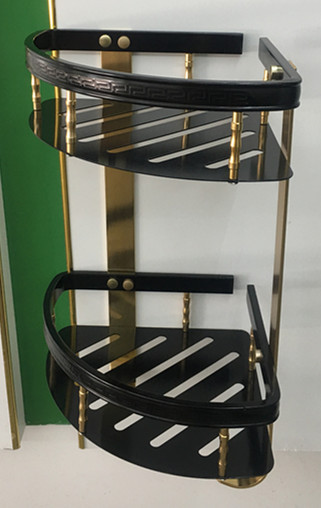 Aluminum Towel Rack Bath Towel Rack European-Style Black Gold Storage Rack Bathroom Bathroom Bathroom Bathroom Pendant Set