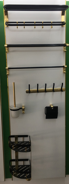 Aluminum Towel Rack Bath Towel Rack European-Style Black Gold Storage Rack Bathroom Bathroom Bathroom Bathroom Pendant Set