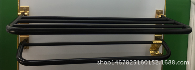 Aluminum Towel Rack Bath Towel Rack European-Style Black Gold Storage Rack Bathroom Bathroom Bathroom Bathroom Pendant Set