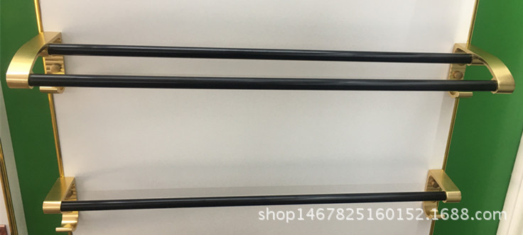 Aluminum Towel Rack Bath Towel Rack European-Style Black Gold Storage Rack Bathroom Bathroom Bathroom Bathroom Pendant Set