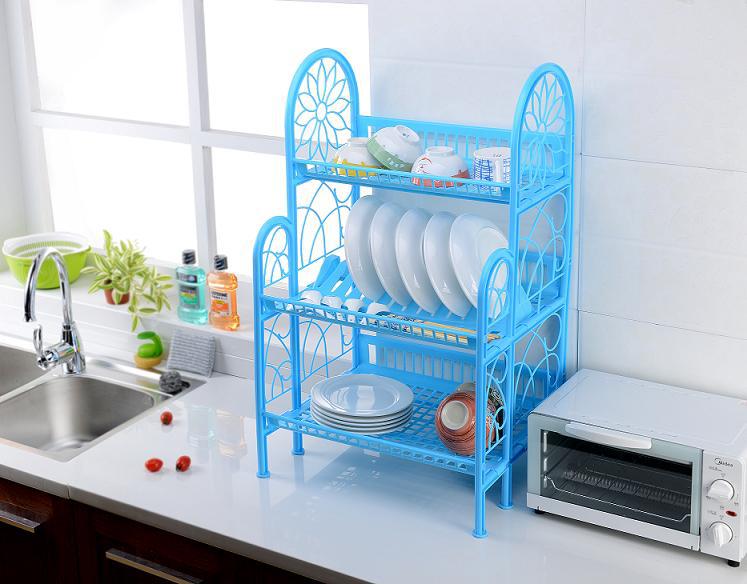 Household Kitchen Drain Bowl Rack Multi-Functional Tableware Storage Rack Tableware Plastic Drip Dish Rack with Chassis