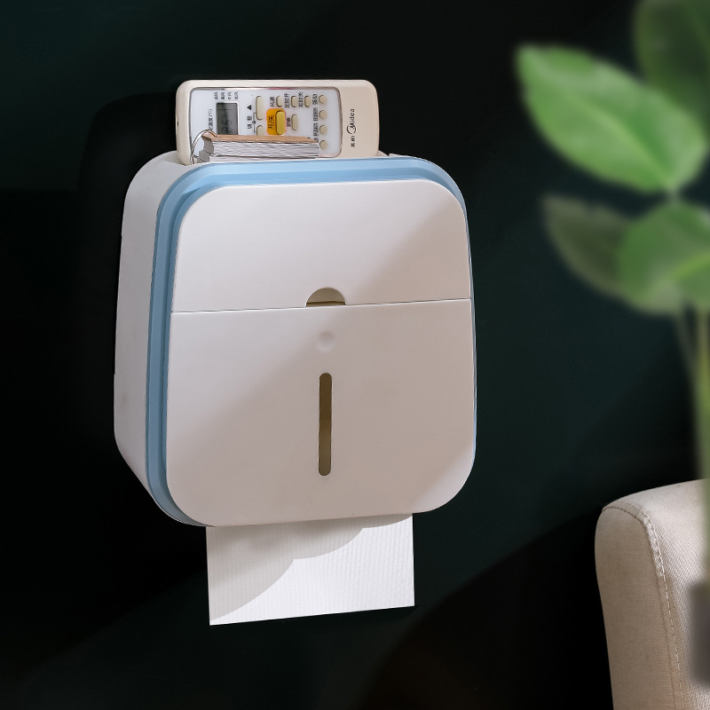 Toilet Tissue Box Toilet Paper Storage Rack Wall-Mounted Paper Extraction Box Punch-Free Creative Waterproof Tissue Holder