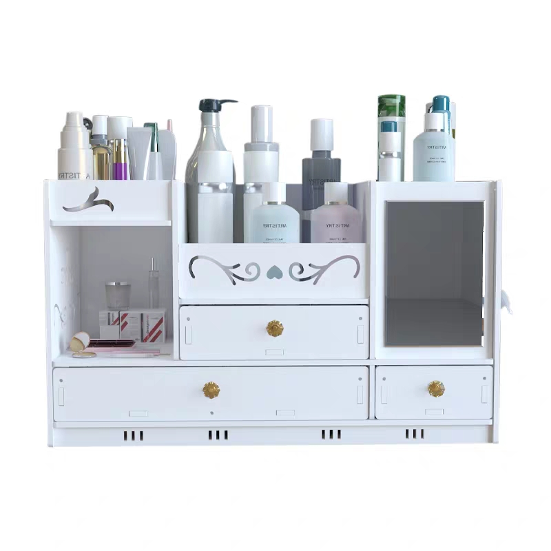 Cosmetics Storage Box with Mirror Large Capacity Simple Home Skin Care Products Dressing Table Storage Rack Zw2701