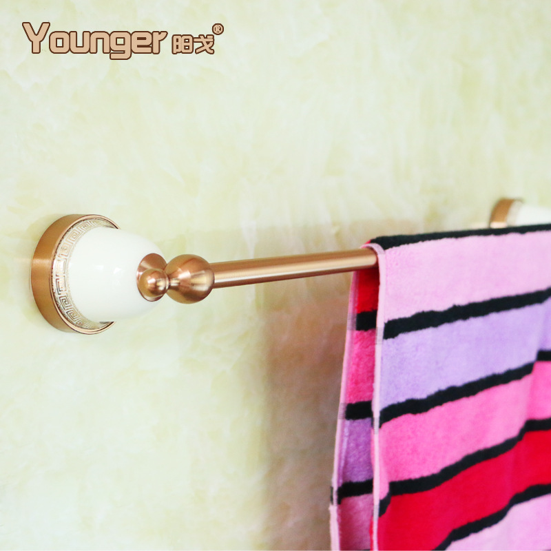 Aluminum Towel Rack Bath Towel Rack European Rose Gold Storage Rack Bathroom Bathroom Bathroom Pendant Set