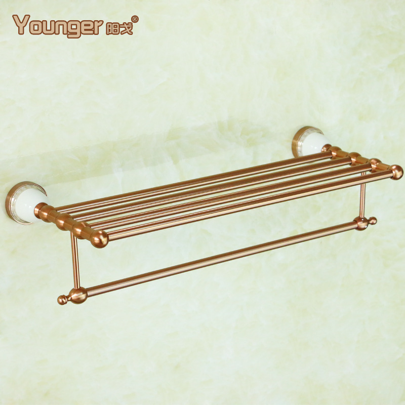 Aluminum Towel Rack Bath Towel Rack European Rose Gold Storage Rack Bathroom Bathroom Bathroom Pendant Set