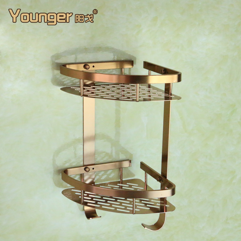 Aluminum Towel Rack Bath Towel Rack European Rose Gold Storage Rack Bathroom Bathroom Bathroom Pendant Set
