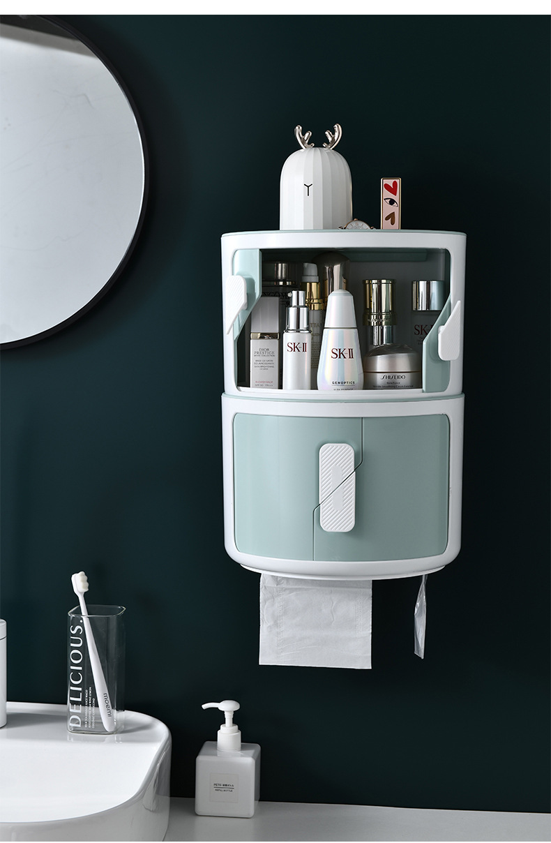 Toilet Creative Daily Necessities Wall-Mounted Tissue Box Toilet Paper Storage Rack Toilet Paper Box Waterproof Towel Rack