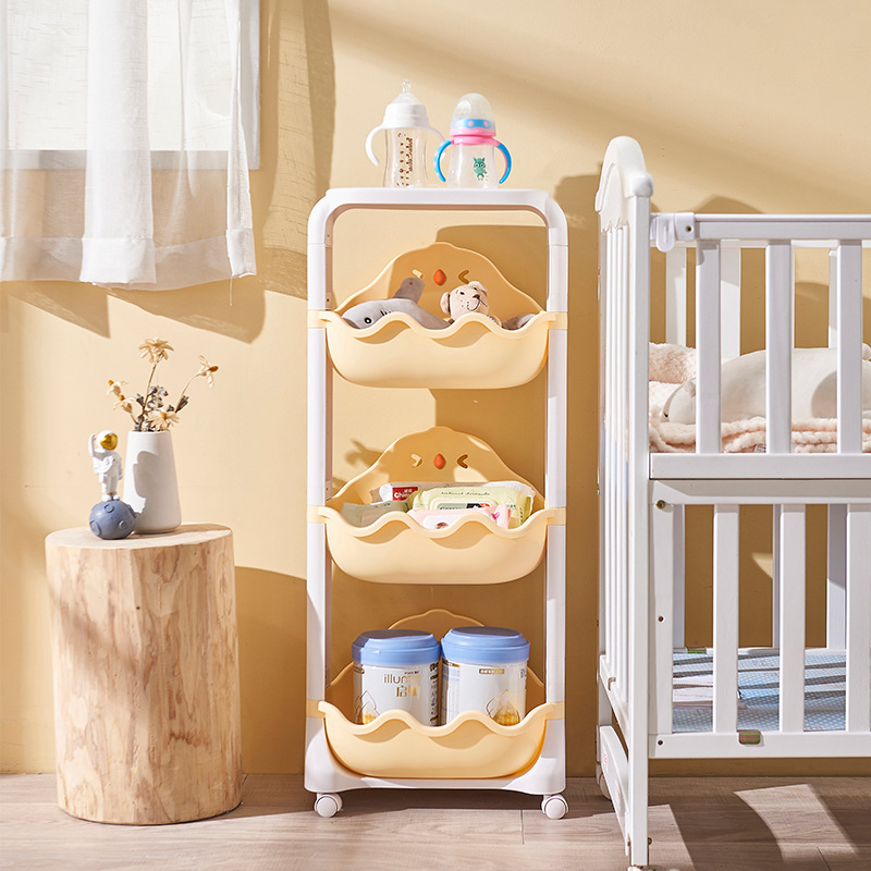 Multi-Layer Storage Rack Kitchen Bathroom Plastic Roller Storage Basket Children&#039;s Cartoon Toy Organizing Rack