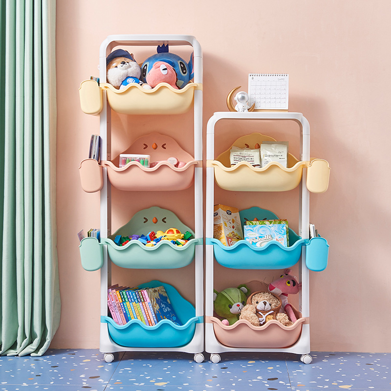 Multi-Layer Storage Rack Kitchen Bathroom Plastic Roller Storage Basket Children&#039;s Cartoon Toy Organizing Rack