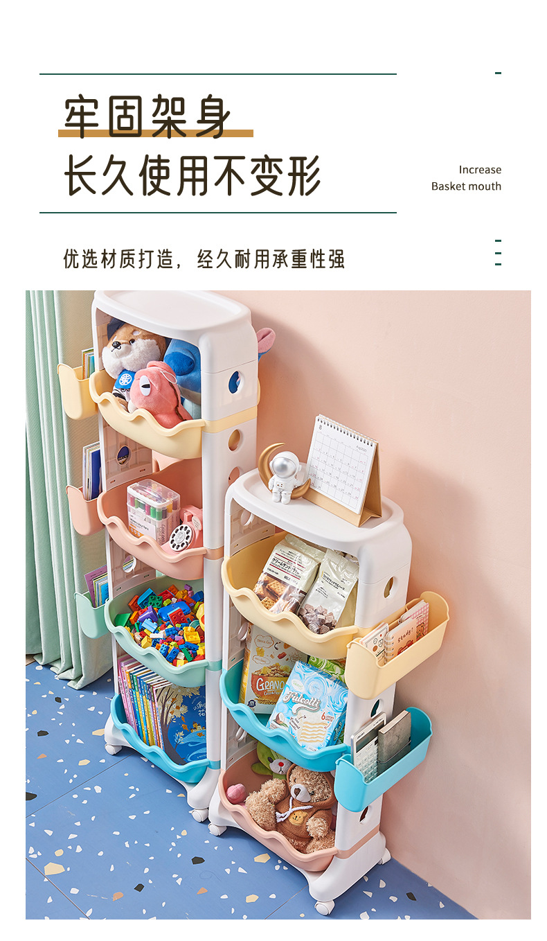 Multi-Layer Storage Rack Kitchen Bathroom Plastic Roller Storage Basket Children's Cartoon Toy Organizing Rack