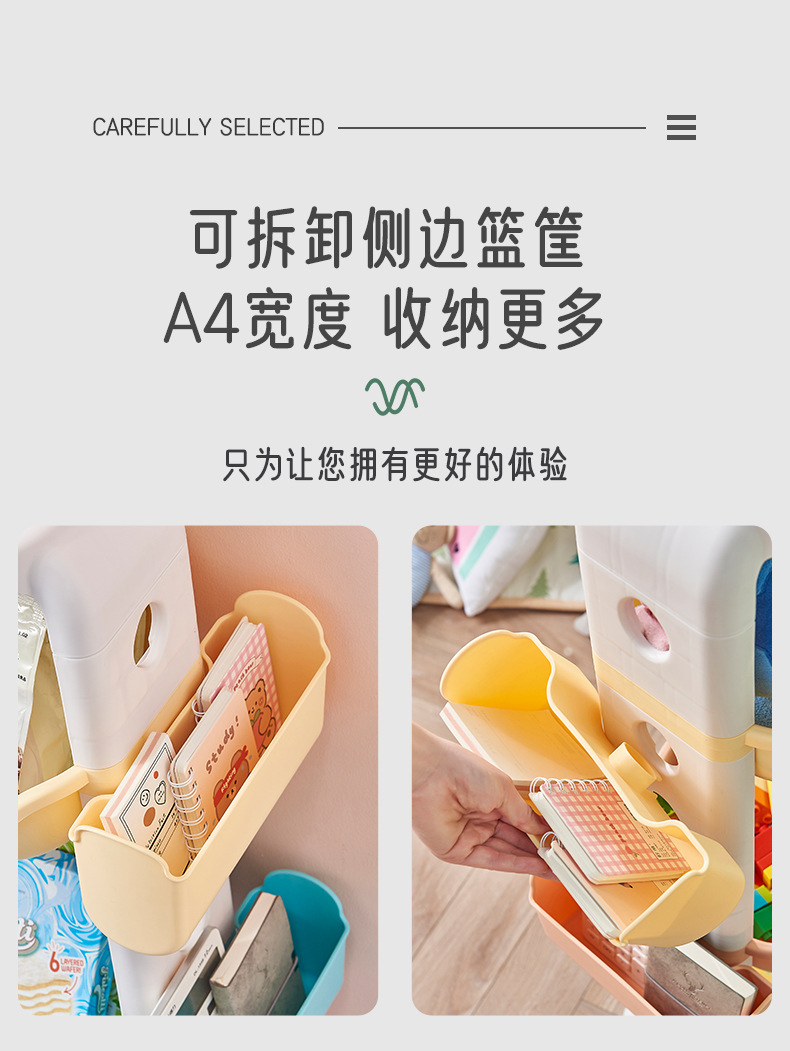 Multi-Layer Storage Rack Kitchen Bathroom Plastic Roller Storage Basket Children's Cartoon Toy Organizing Rack