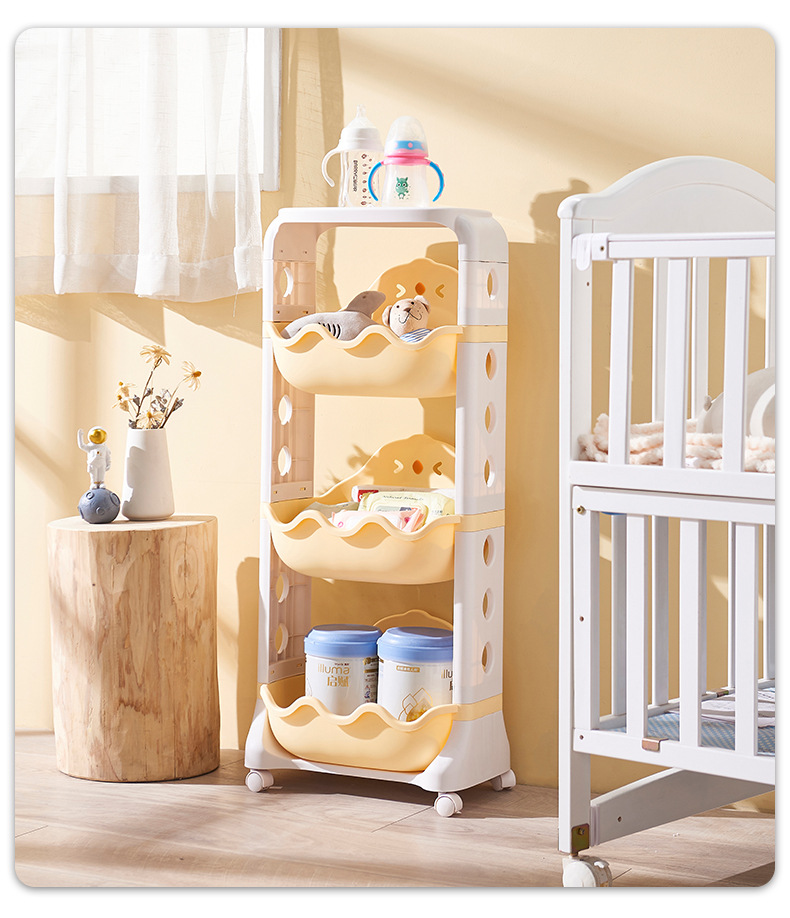 Multi-Layer Storage Rack Kitchen Bathroom Plastic Roller Storage Basket Children's Cartoon Toy Organizing Rack