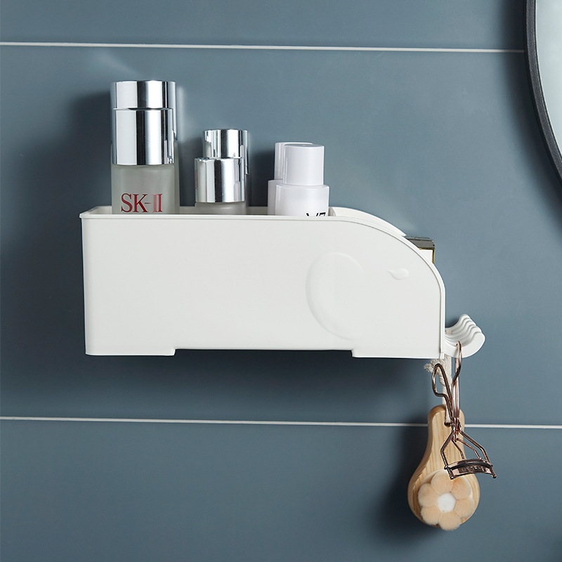 Multifunctional Suction Cup Storage Holder Bathroom Table Cosmetic Shelf Suction Wall Punch Free Storage Rack