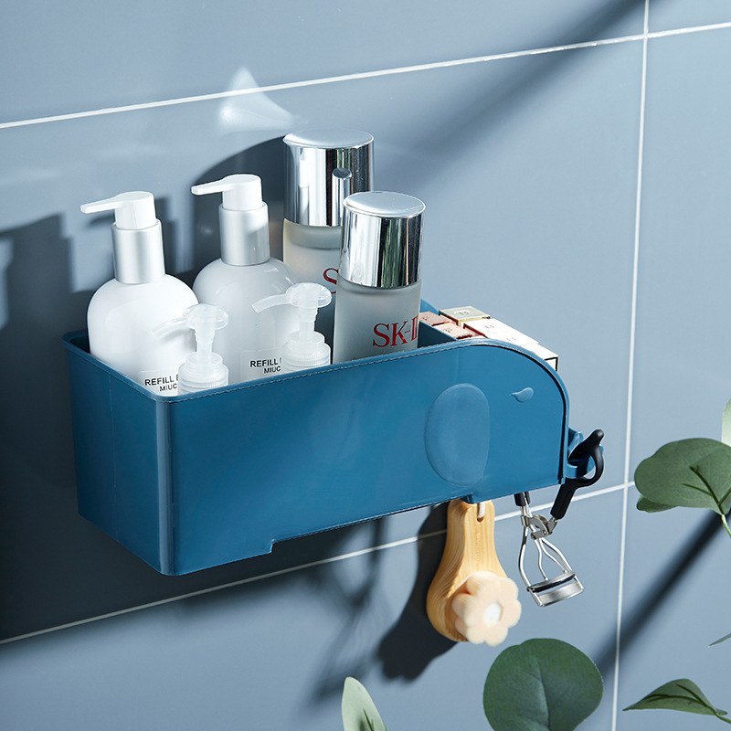Multifunctional Suction Cup Storage Holder Bathroom Table Cosmetic Shelf Suction Wall Punch Free Storage Rack