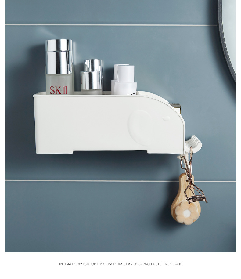 Multifunctional Suction Cup Storage Holder Bathroom Table Cosmetic Shelf Suction Wall Punch Free Storage Rack
