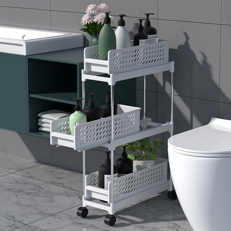 Pull-out Kitchen Storage Rack Multi-Layer Floor Storage Rack Multifunctional Shelf Gap Storage Rack Bathroom Shelf