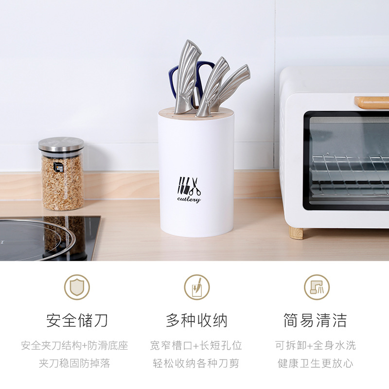 Kitchen Floor Storage Rack Draining Knife Holder Multi-Functional Storage Organizer Punch-Free Creative Plastic Knife Rest