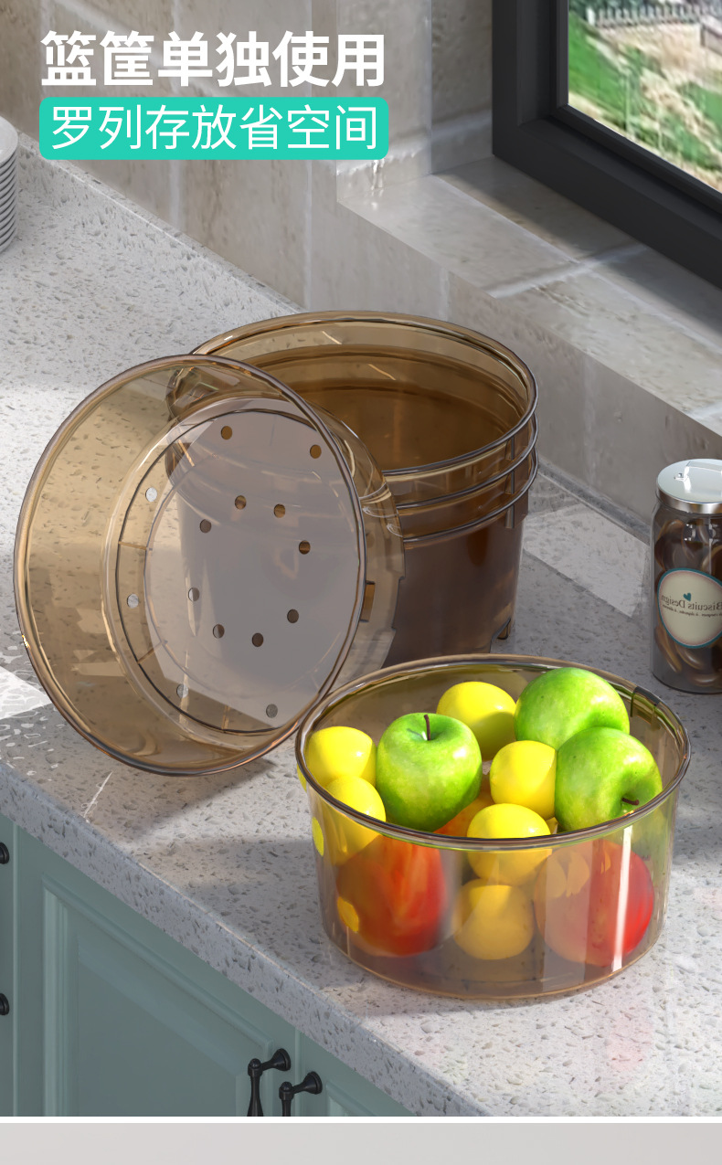 Kitchen round Storage Rack Large Capacity Transparent Rotating Storage Rack Kitchen Bedside Trolley Rack