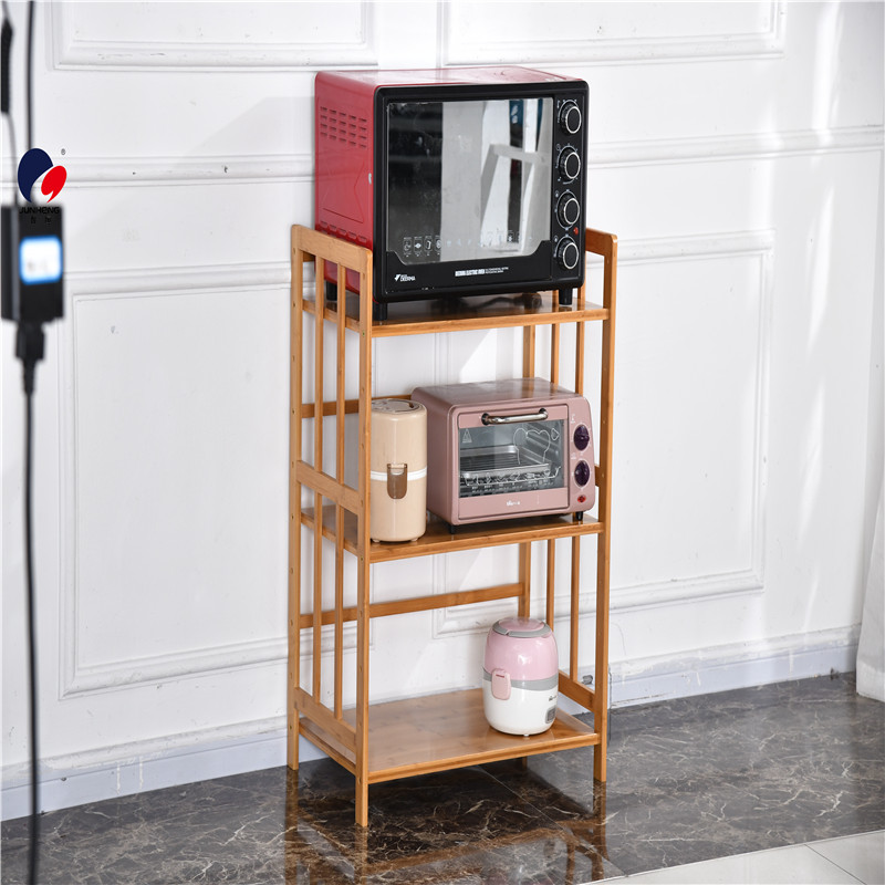 Bamboo Kitchen Storage Rack Microwave Oven Rack Floor Storage Rack Kitchen Storage Rack Oven Rack Solid Wood Article Storage Shelf