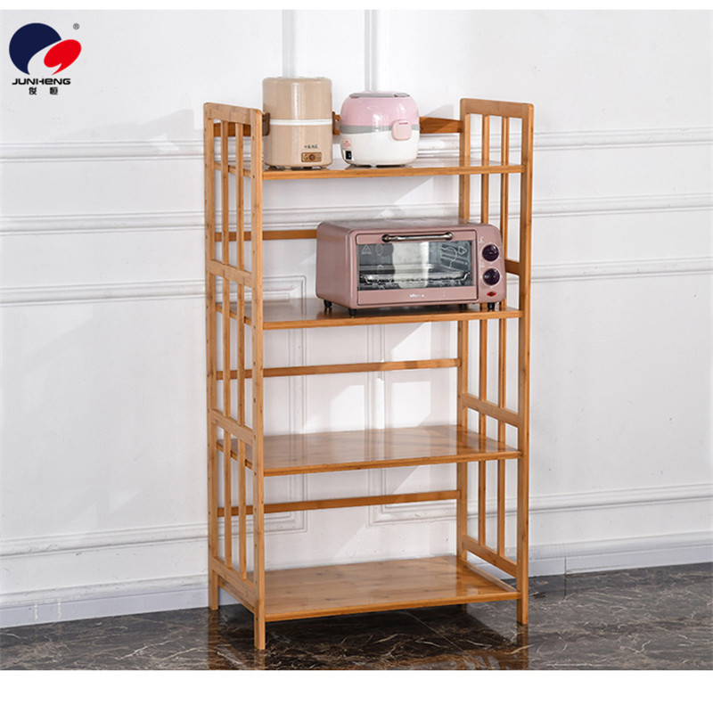 Bamboo Kitchen Storage Rack Microwave Oven Rack Floor Storage Rack Kitchen Storage Rack Oven Rack Solid Wood Article Storage Shelf