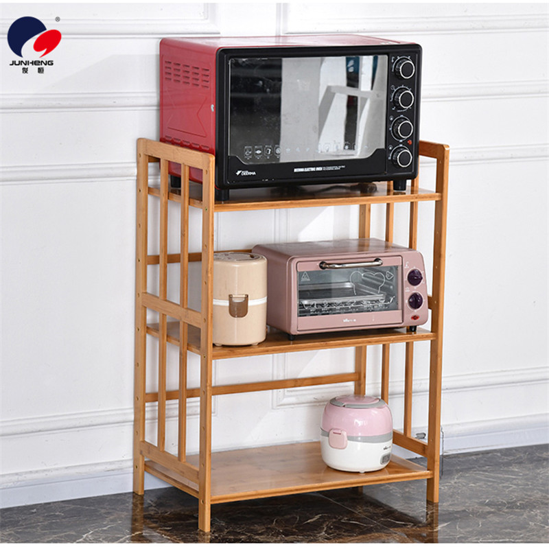 Bamboo Kitchen Storage Rack Microwave Oven Rack Floor Storage Rack Kitchen Storage Rack Oven Rack Solid Wood Article Storage Shelf