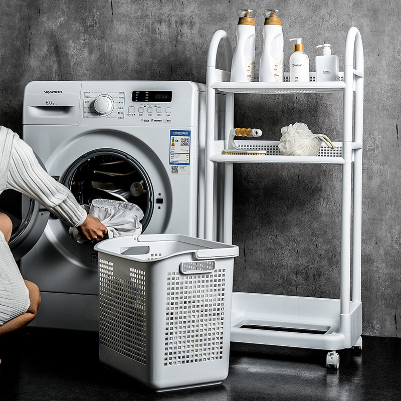 Simple Dirty Clothes Storage Basket Bathroom Storage Rack Laundry Storage Rack Plastic Storage Rack Floor Movable Layer