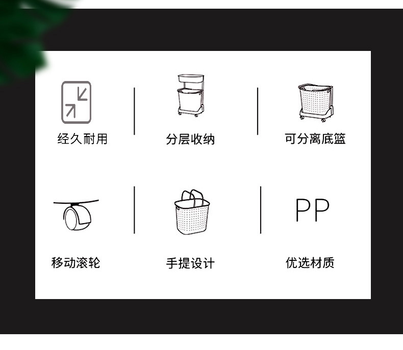 Simple Dirty Clothes Storage Basket Bathroom Storage Rack Laundry Storage Rack Plastic Storage Rack Floor Movable Layer