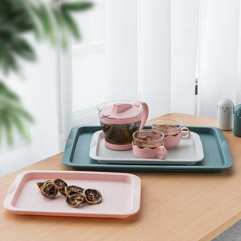 Creative Household Drain Tray Japanese Tray Dinner Plate Double-Layer Plastic Tea Tray Household Rectangular Storage Rack